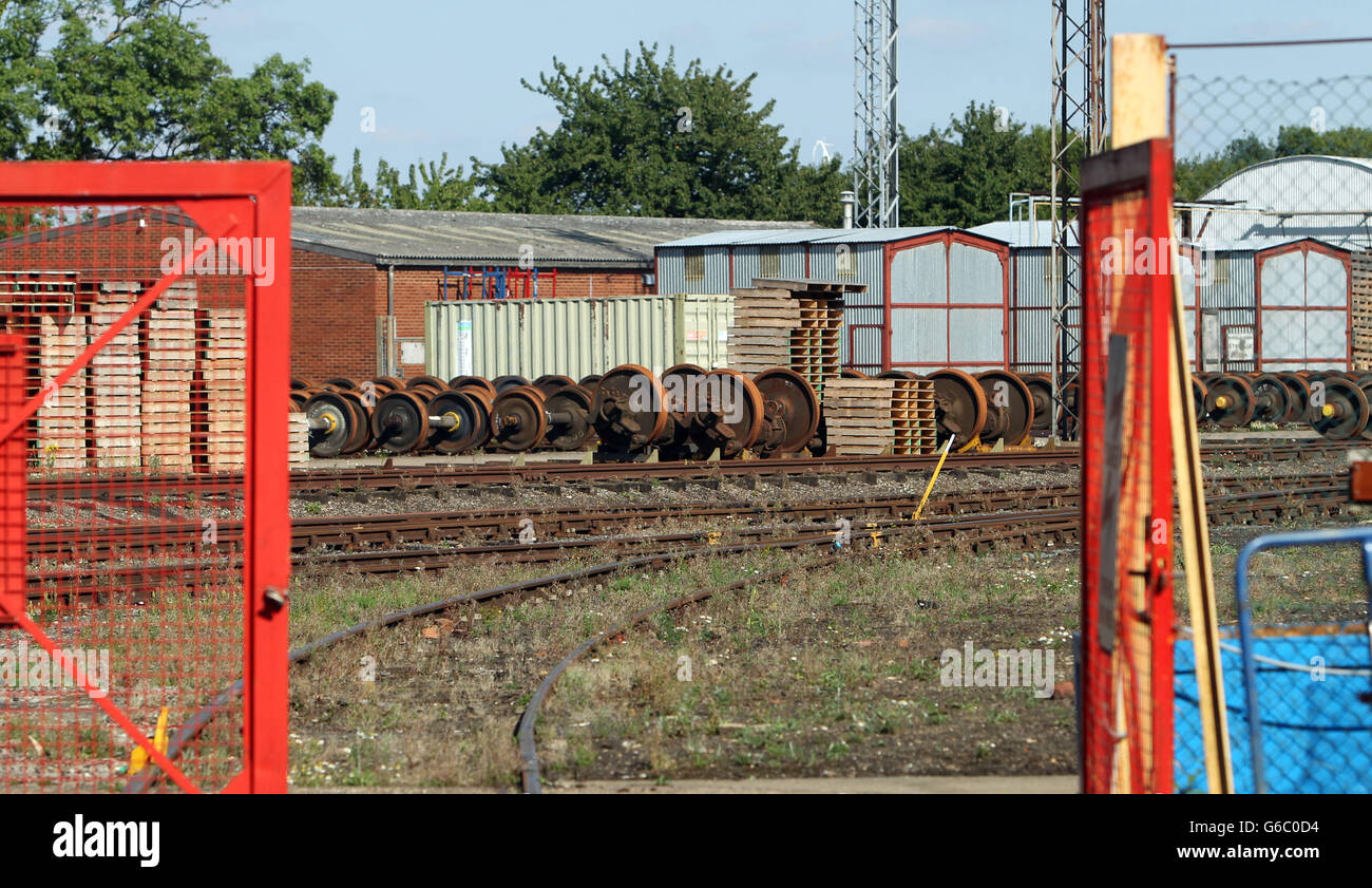 Le dépôt Railcare à Wolverton près de Milton Keynes, qui a été racheté par Knorr-Bremse Rail Systems. Banque D'Images