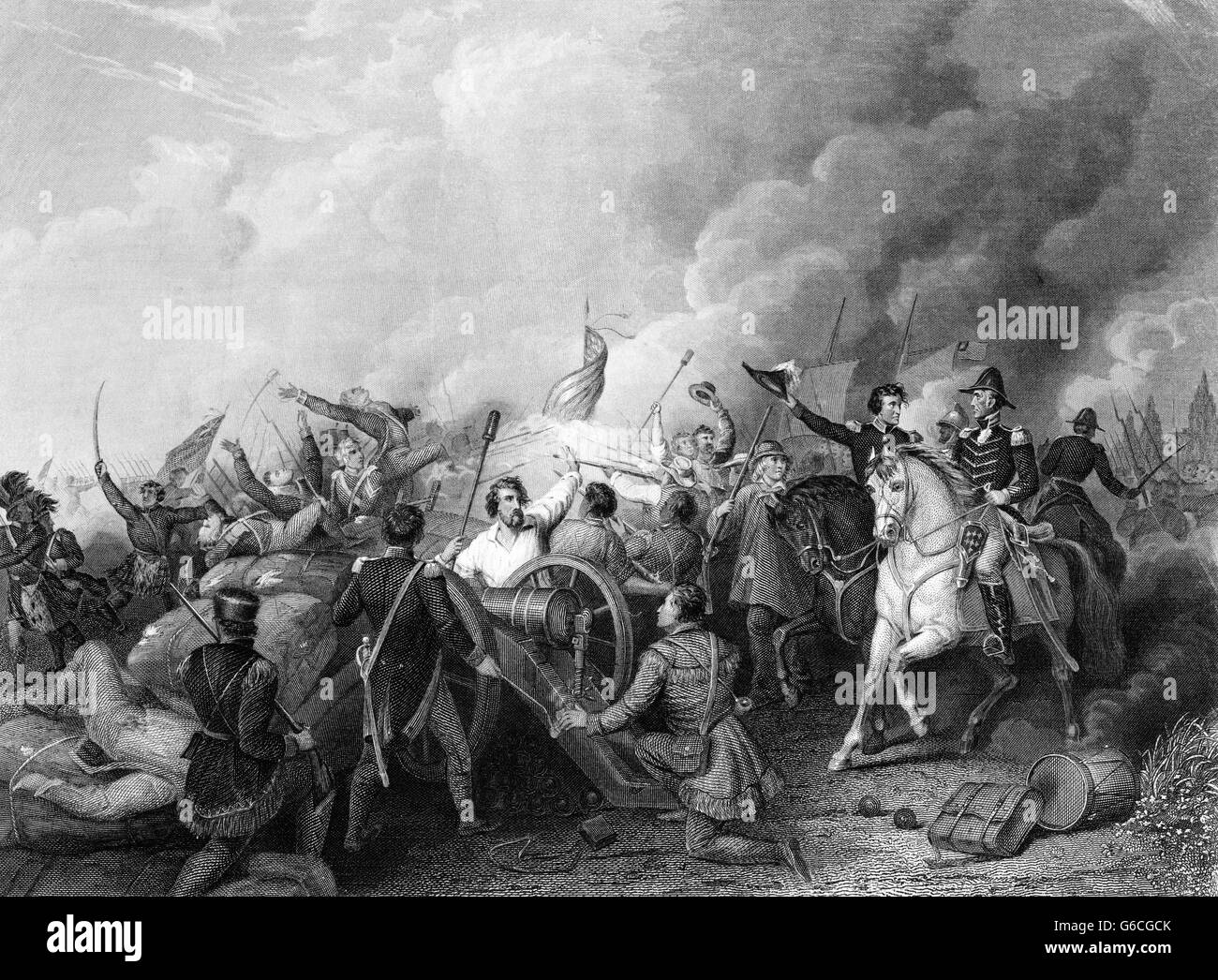 ANDREW JACKSON SUR L'AVANT-PLAN DE BATAILLE DE LA NOUVELLE ORLÉANS DÉCEMBRE 1814 JANVIER 1815 PENDANT LA GUERRE DE 1812 Banque D'Images