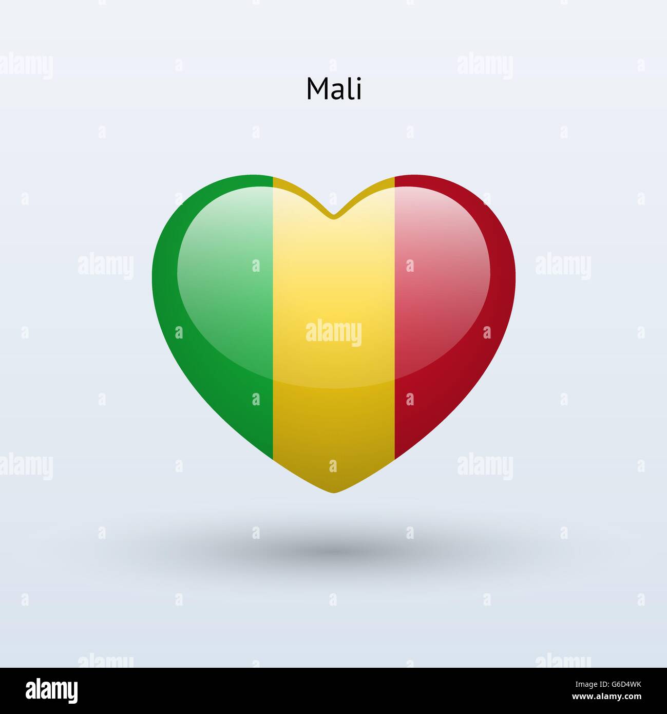 Symbole de l'amour du Mali. L'icône du drapeau du cœur. Illustration de Vecteur