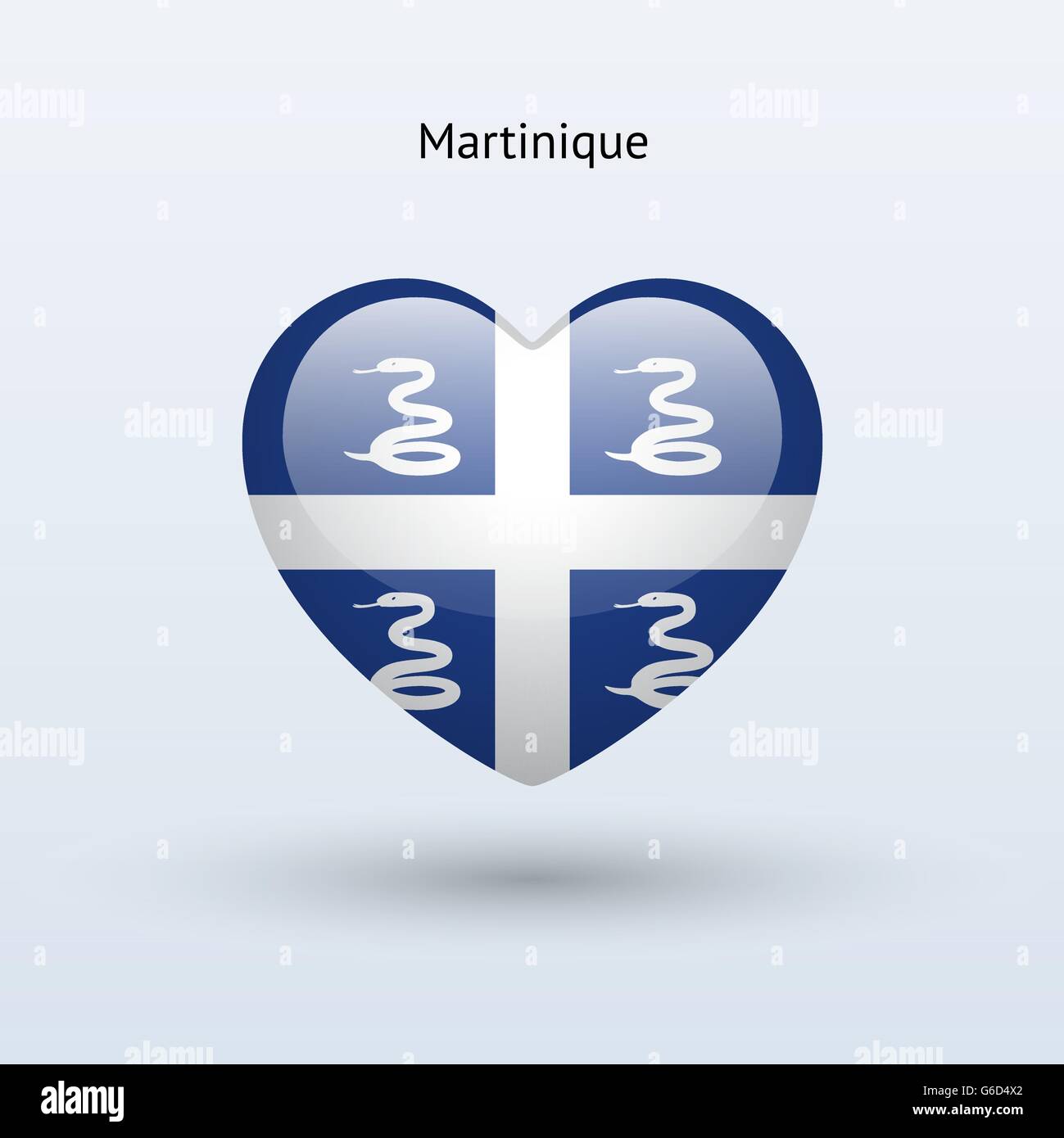 Love Martinique symbole. L'icône du drapeau du cœur. Illustration de Vecteur