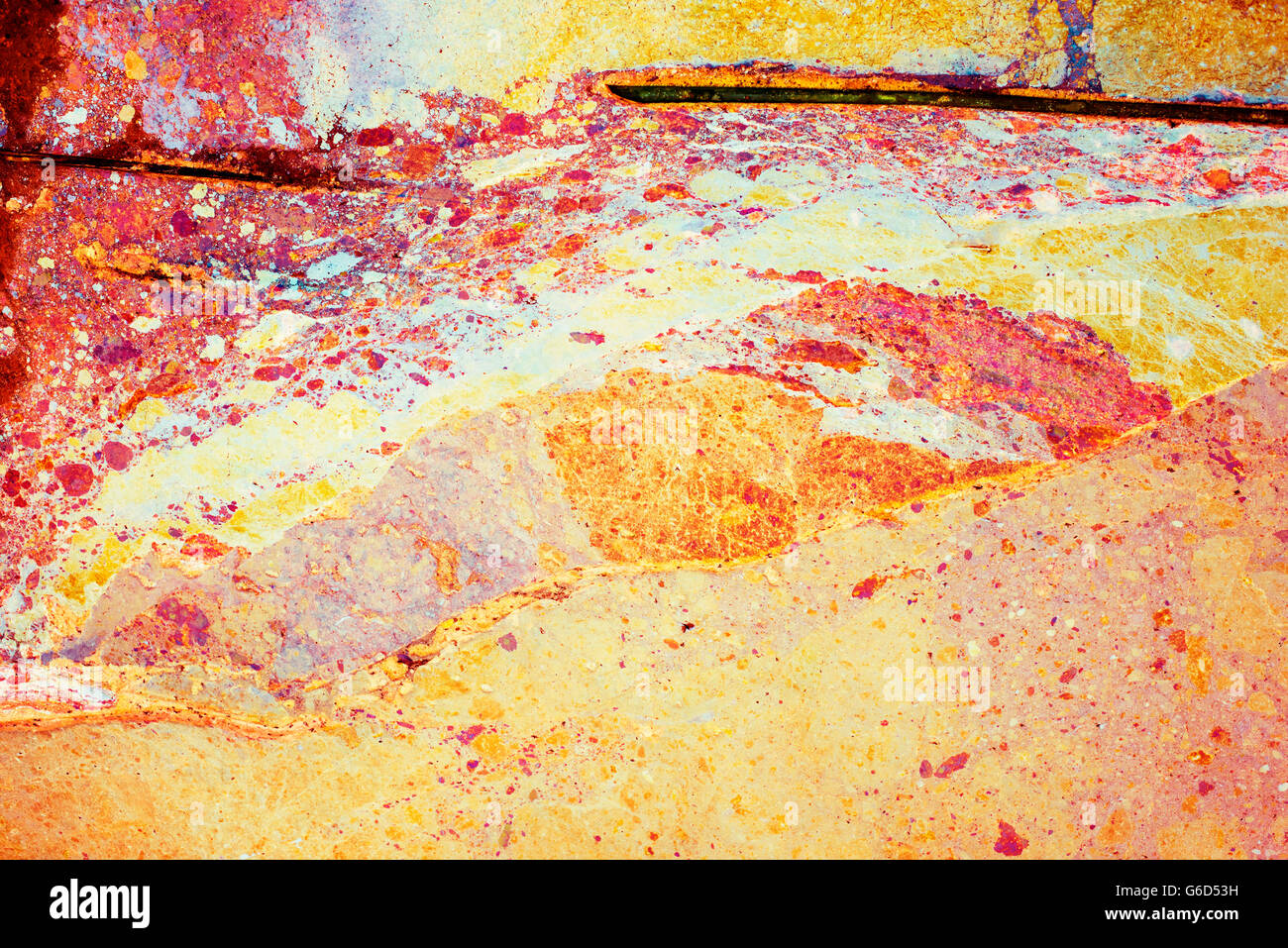 Abstract grunge texture background en rouge et jaune, tache de peinture créative avec toile de couleur à contraste élevé de la rouille. Banque D'Images