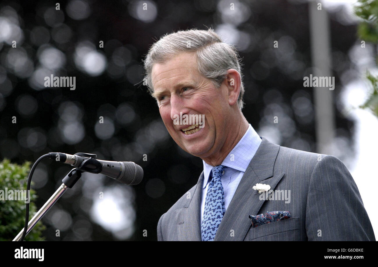Le Prince de Galles ouvre la Maison Tudor à l'école Eagle House à Sandhurst, Berkshire, le jeudi 3 juillet.Charles visitait l'école privée pour assister à une foire Tudor pour célébrer l'ouverture d'une réplique de maison du XVIe siècle.* ... fait avec l'aide des écoliers. Banque D'Images