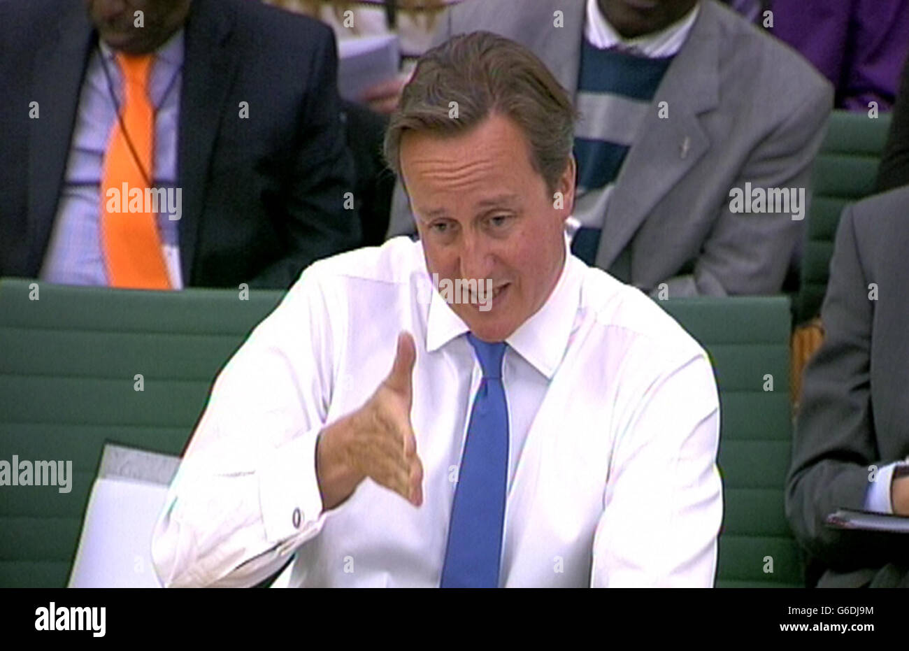 Le Premier ministre David Cameron répond aux questions posées devant le Comité de liaison à la Chambre des communes, dans le centre de Londres. Banque D'Images