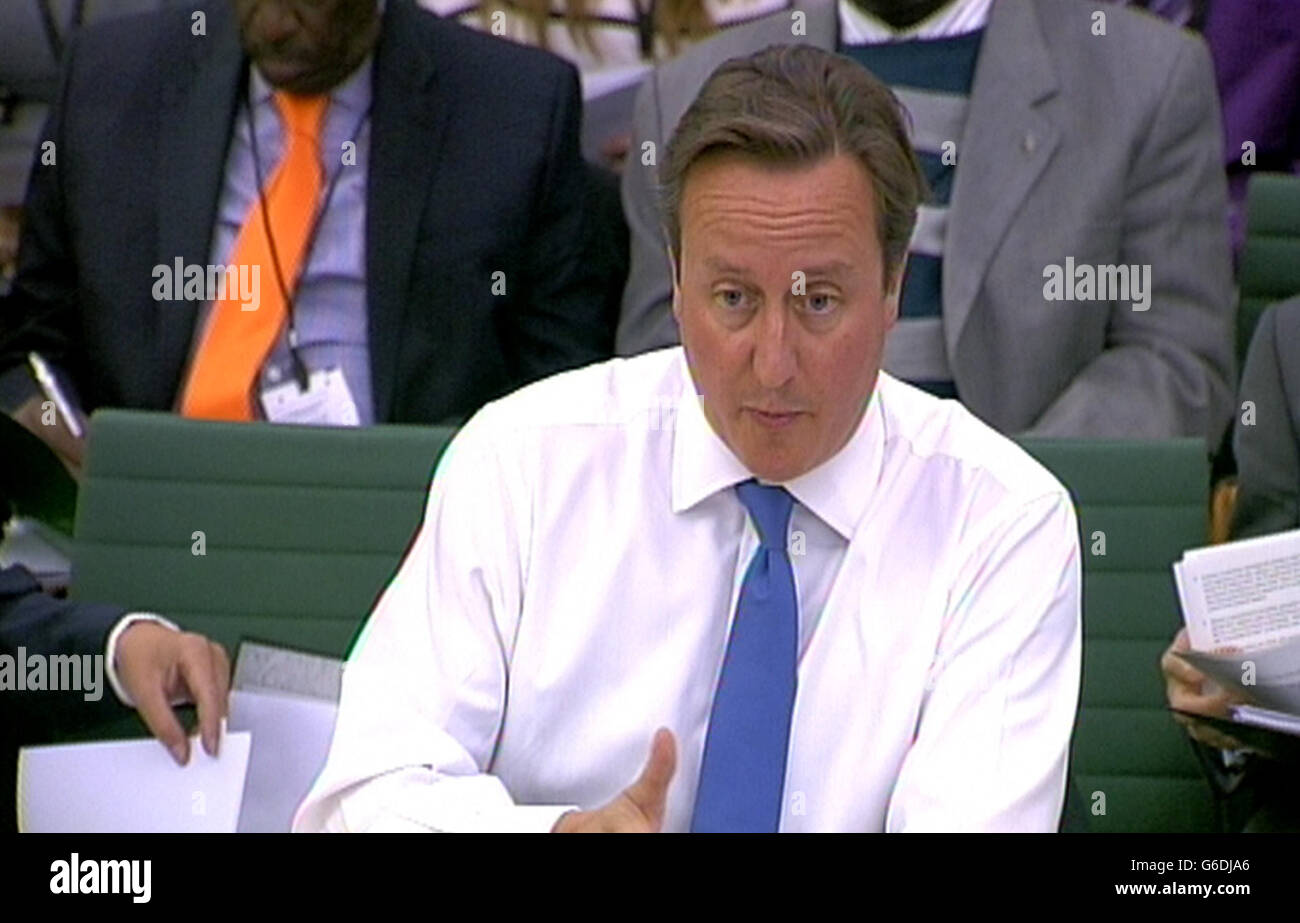 Le Premier ministre David Cameron répond aux questions posées devant le Comité de liaison à la Chambre des communes, dans le centre de Londres. Banque D'Images