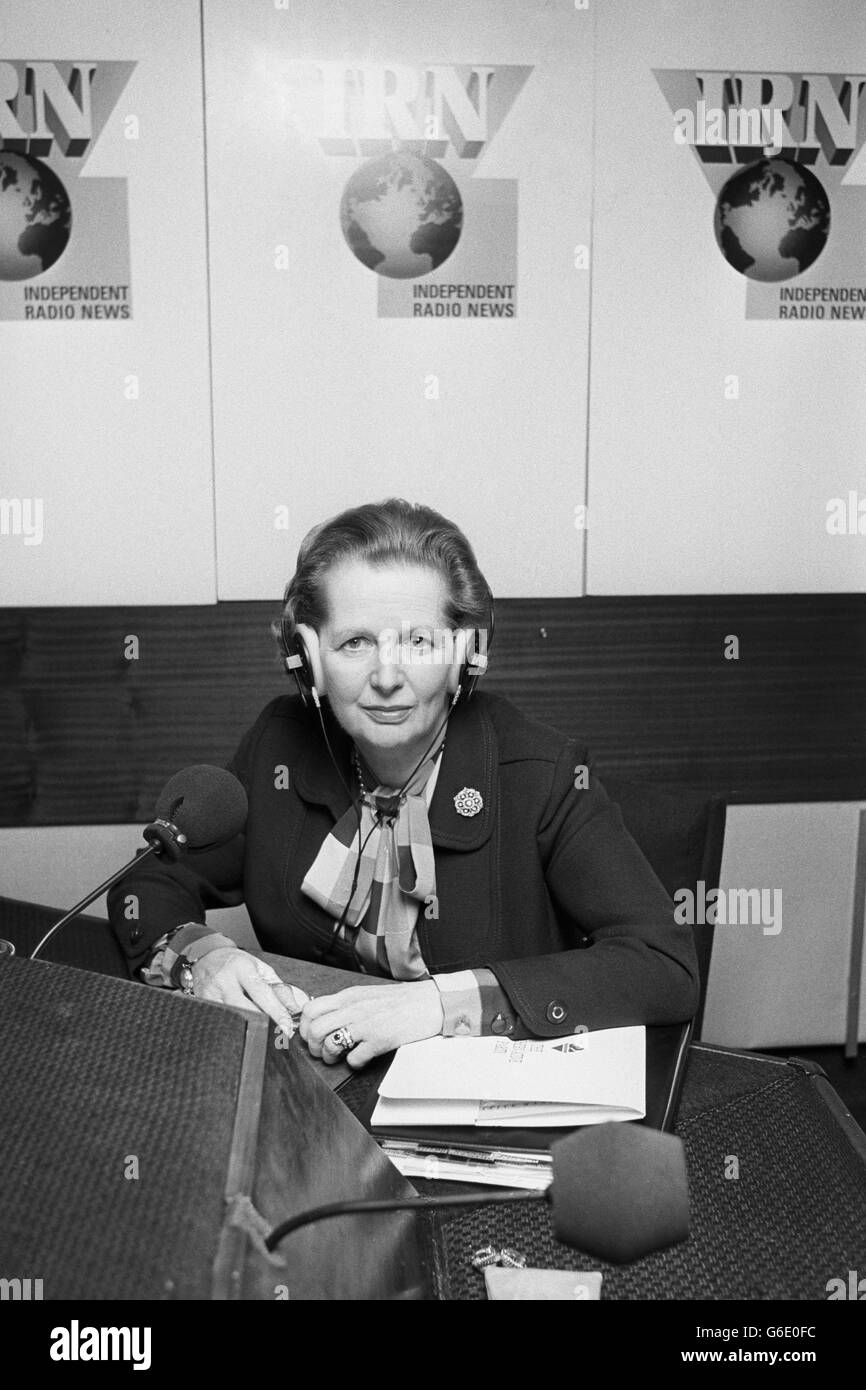Politique - PM Margaret Thatcher - LBC Radio - Londres Banque D'Images