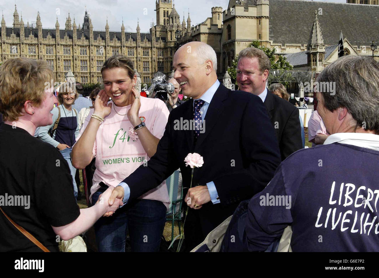 Pro Hunt protestation - Iain Duncan Smith Banque D'Images