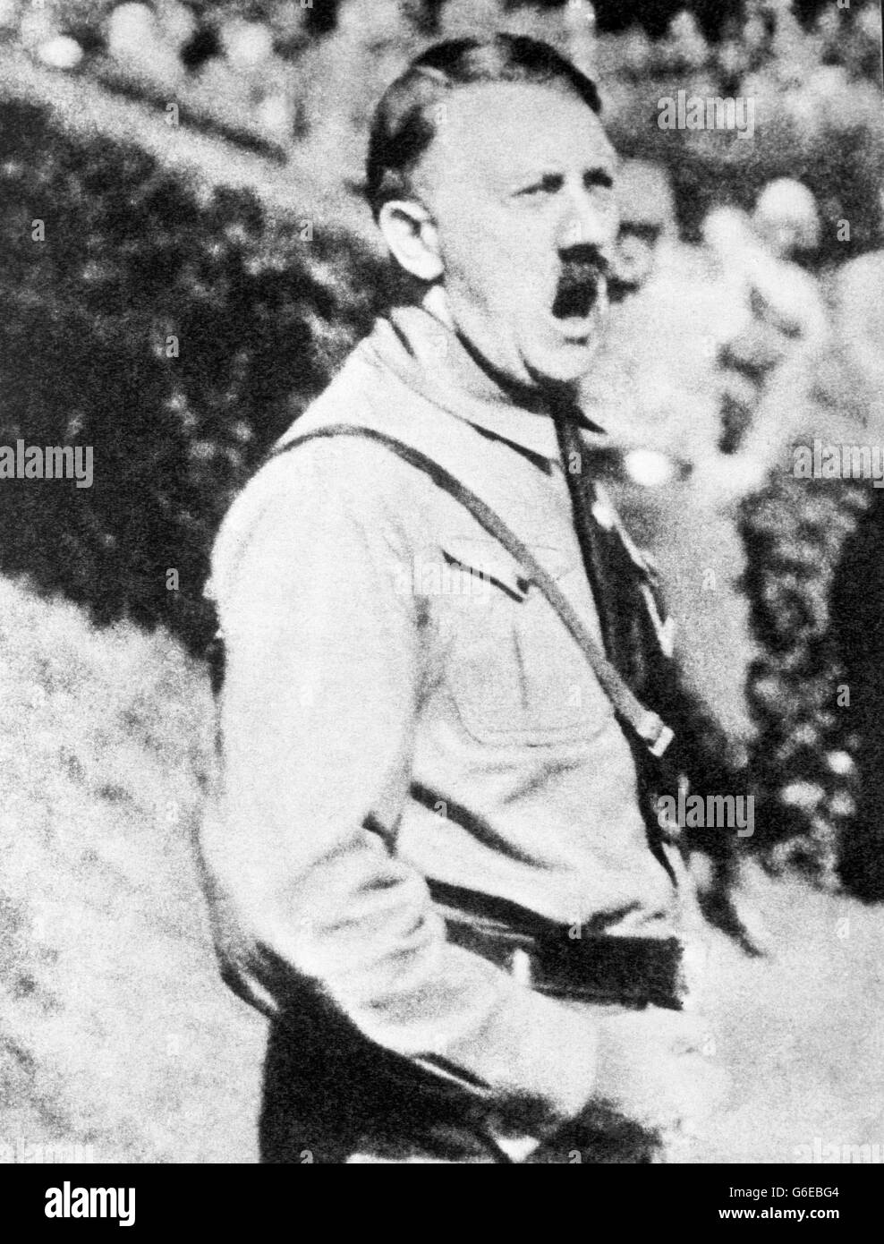 Deuxième Guerre mondiale, Adolf Hitler. Adolf Hitler parlant lors d'un rallye. Date inconnue. Banque D'Images