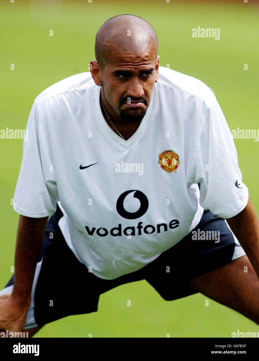 Juan Sebastian Veron de Manchester United lors de l'entraînement avant leur match amical d'avant-saison contre Juventus, au terrain de football de Rutgers Campus, New Jersey. Banque D'Images