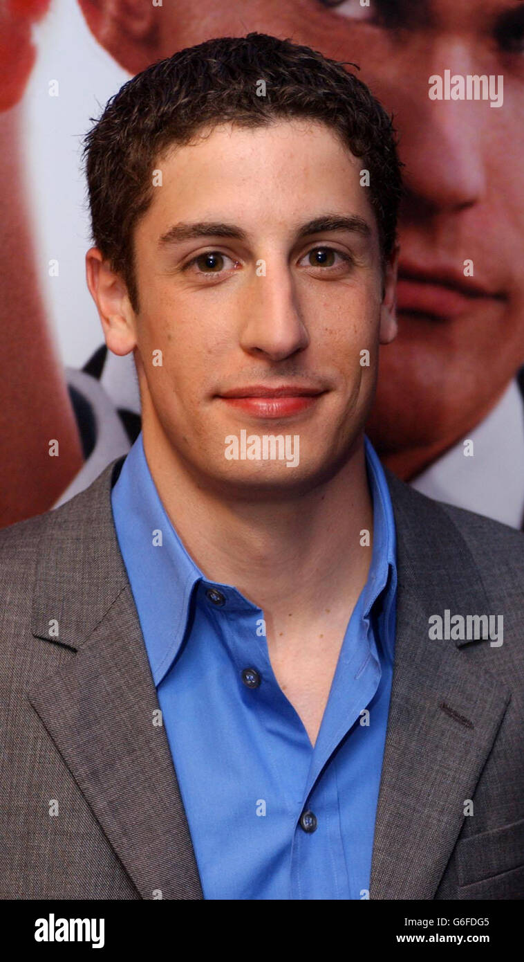 Jason Biggs à l'Odeon Covent Garden, sur Shaftesbury Avenue à Londres, pour la première britannique d'American Wedding, le troisième film American Pie. Banque D'Images