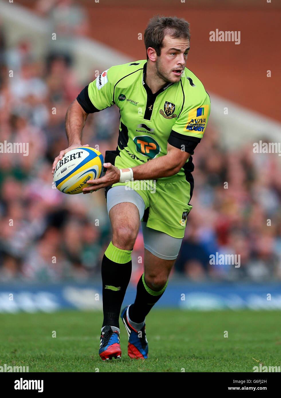 Rugby Union - Aviva Premiership - Leicester Tigers / Northampton Saints - Welford Road.Northampton Saints Stephen Myler pendant le match de première compagnie d'Aviva à Welford Road, Leicester. Banque D'Images