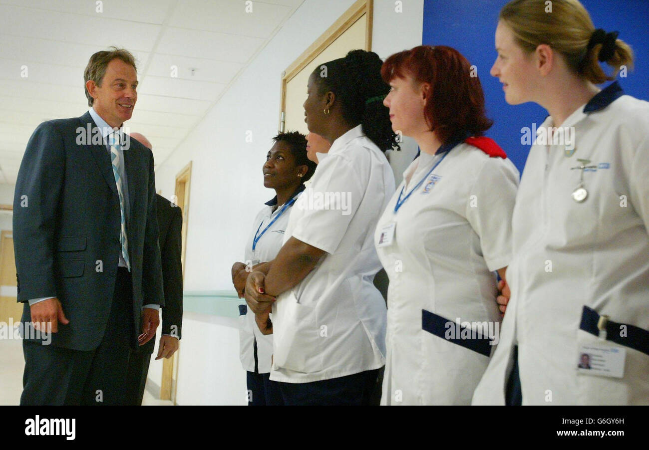 Tony Blair - King's College Hospital. Banque D'Images