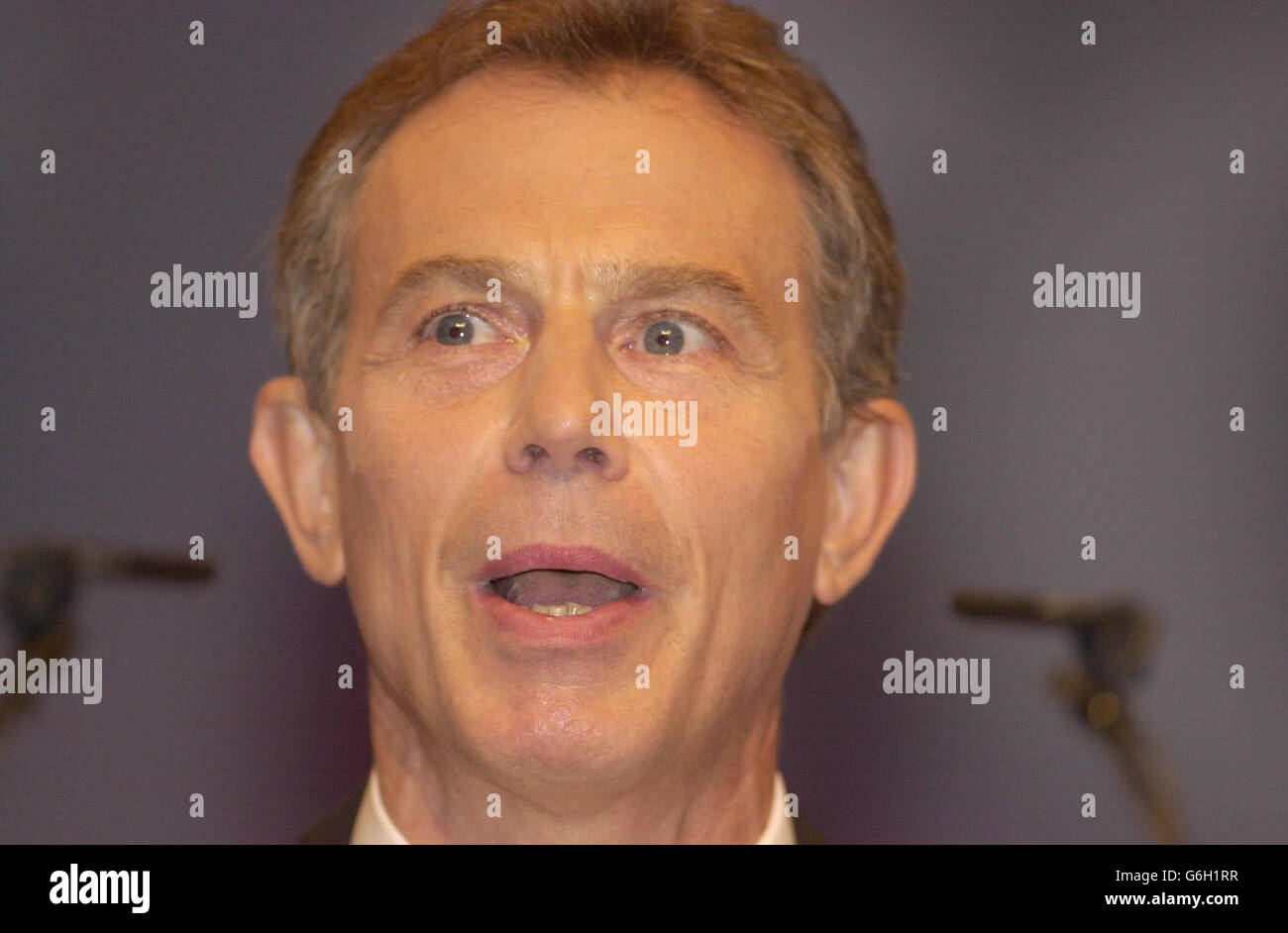 Head shot politique tirant le visage tophams061003 tony blair Banque de