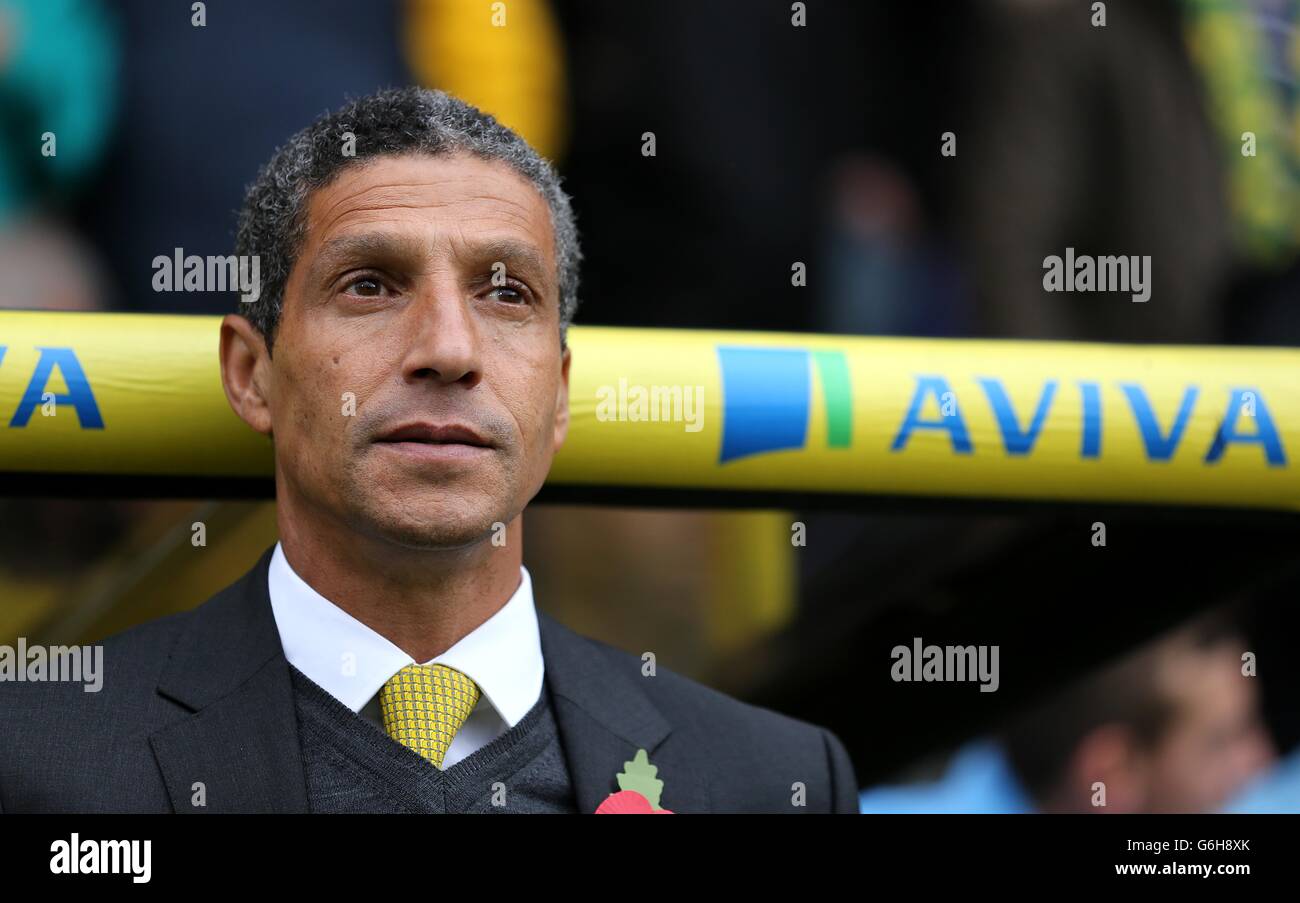 Football - Barclays Premier League - Norwich City / Cardiff City - Carrow Road.Chris Hughton, directeur de Norwich City Banque D'Images