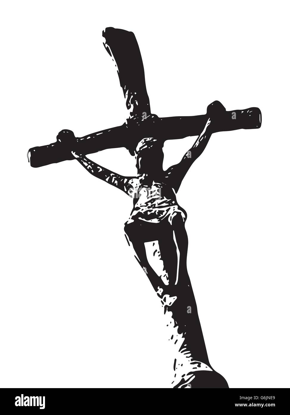 La crucifixion de Jésus Christ. Le noir et blanc graphique de scénario. Diffusion du christianisme. Symbole chrétien. Illustration de Vecteur