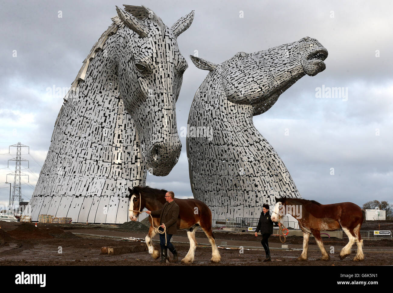 Les Kelpies à l'Hélix Banque D'Images