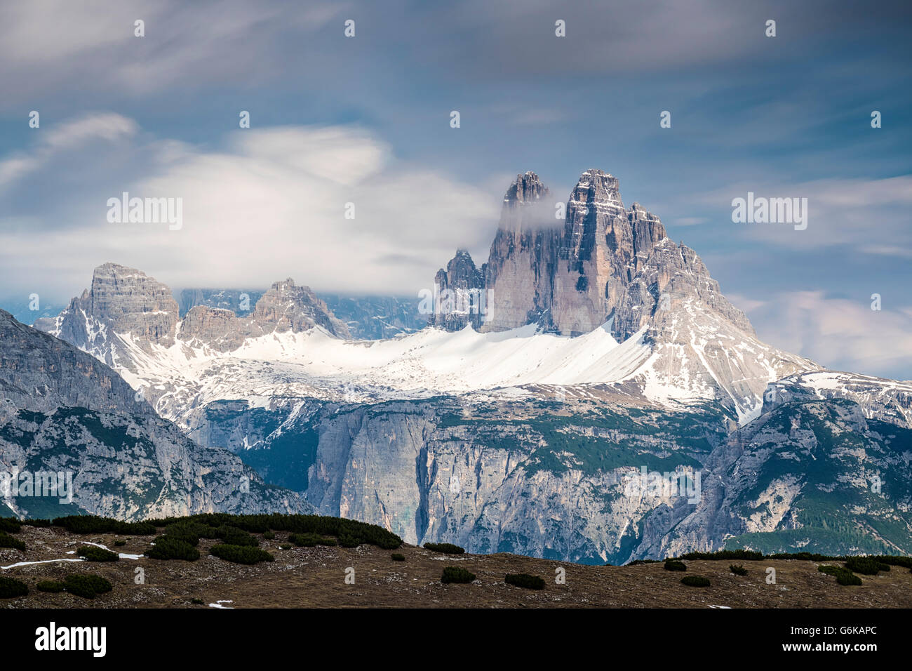L'Italie, l'Alto Adige Dolomites de Sexten, Hochpuster, vallée, Tre Cime di Lavaredo, parc naturel Tre Cime Banque D'Images