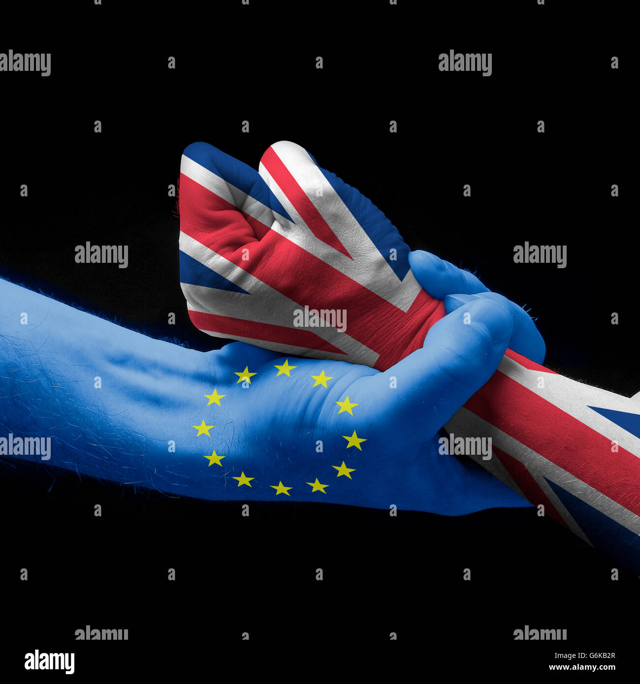 Concept : des mains qui expriment l'Brexit Banque D'Images