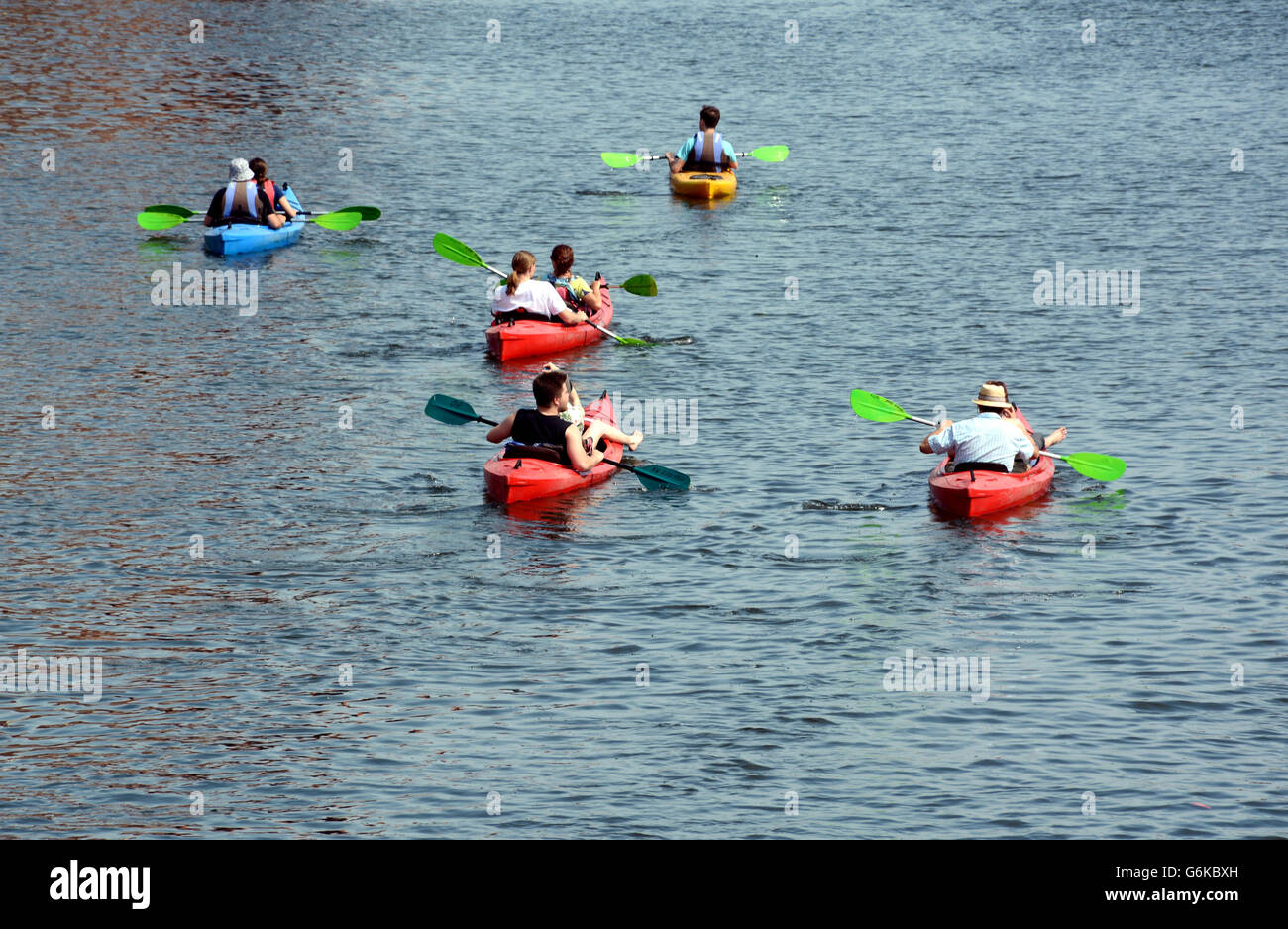 Canoë sur la rivière Motlawa Gdansk Pologne Banque D'Images