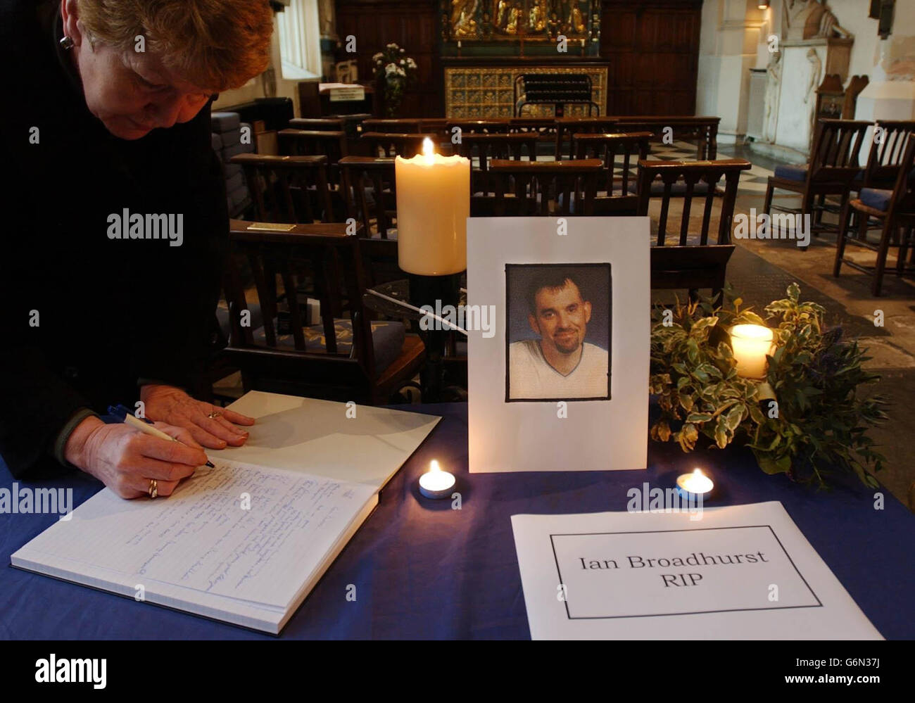 Ian Broadhurst livre de condoléances Banque D'Images