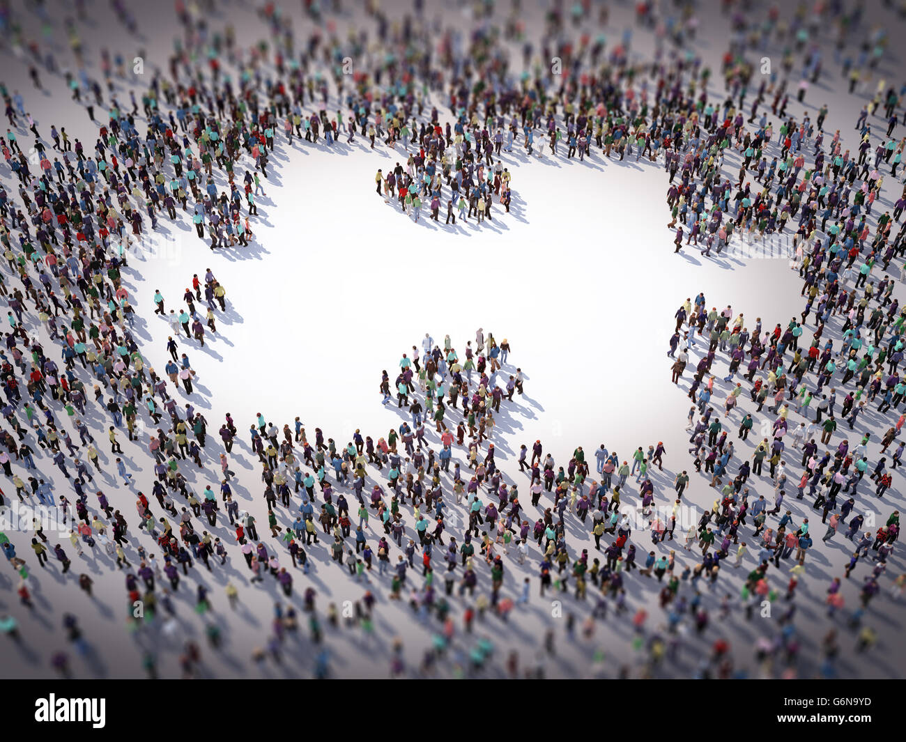 Grand groupe de personnes formant un symbole - puzzle 3D illustration Banque D'Images