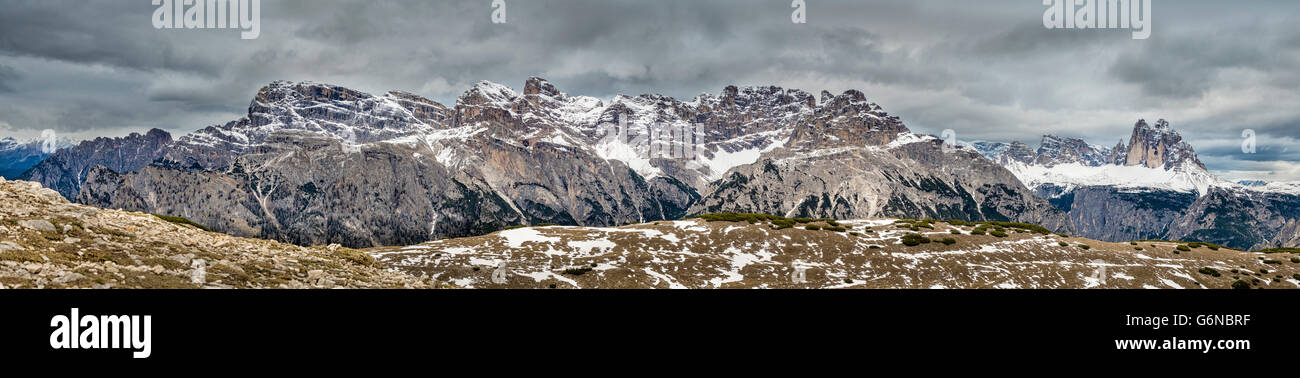 L'Italie, l'Alto Adige, Dolomites de Sexten, Hochpuster Valley, parc naturel Tre Cime, Tre Cime di Lavaredo Banque D'Images