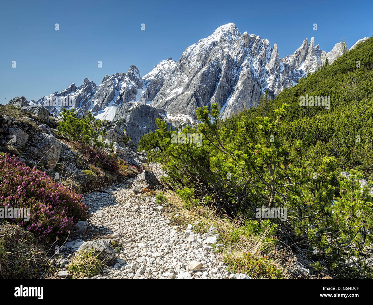 L'Italie, l'Alto Adige, Dolomites de Sexten, Hochpuster Valley, parc naturel Tre Cime, Tre Cime di Lavaredo Banque D'Images