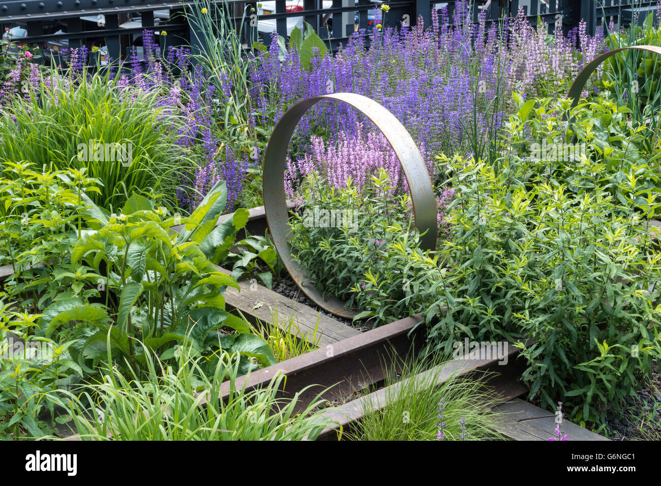 L'aménagement paysager sur le parc High Line, NYC Banque D'Images