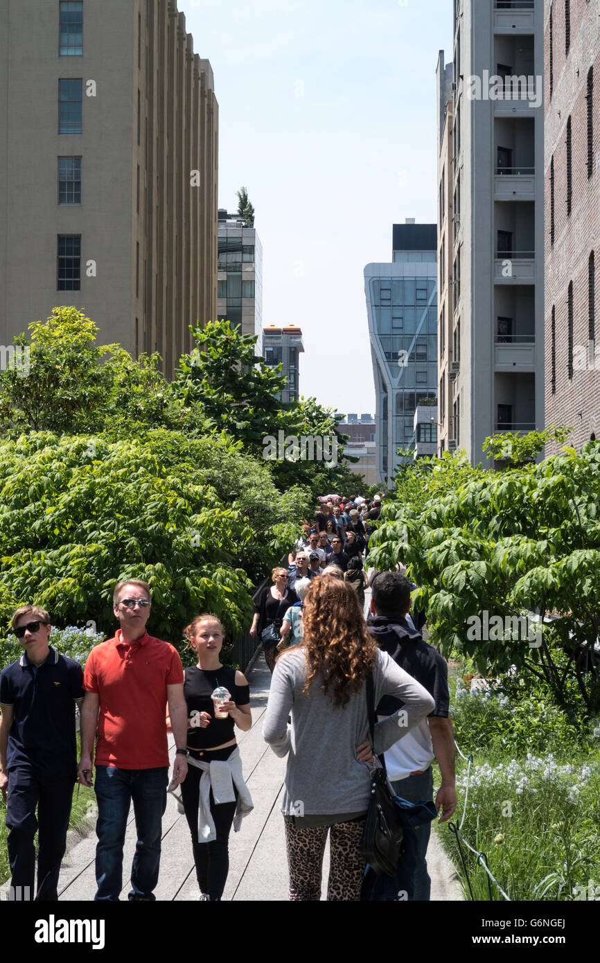 Les visiteurs appréciant la ligne haute Park, NYC Banque D'Images