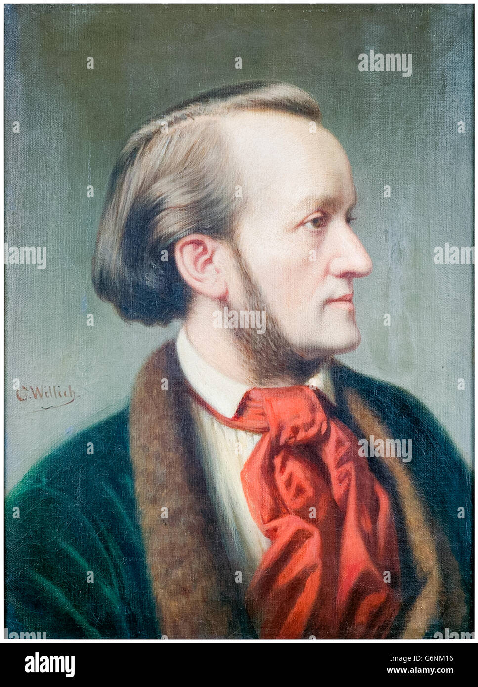 Compositeur allemand Richard Wagner (1813-1883), huile sur toile de Cäsar Willich (1825-1886). Banque D'Images