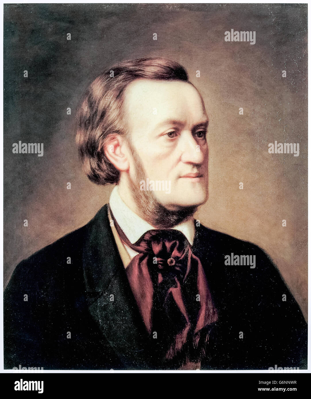 Portrait de Richard Wagner, compositeur allemand, à l'huile peinte en 1862 par Cäsar Willich (1825-1886) à l'âge de 49 ans. Banque D'Images