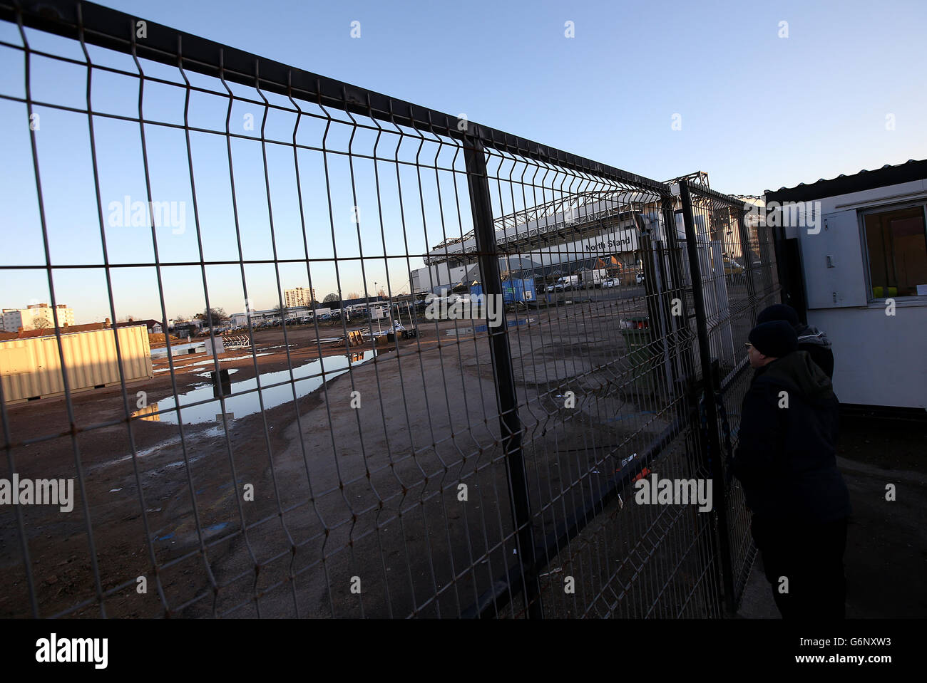 Vue générale du site de réaménagement derrière le stade White Hart Lane, où un nouveau stade serait construit selon les plans. Banque D'Images