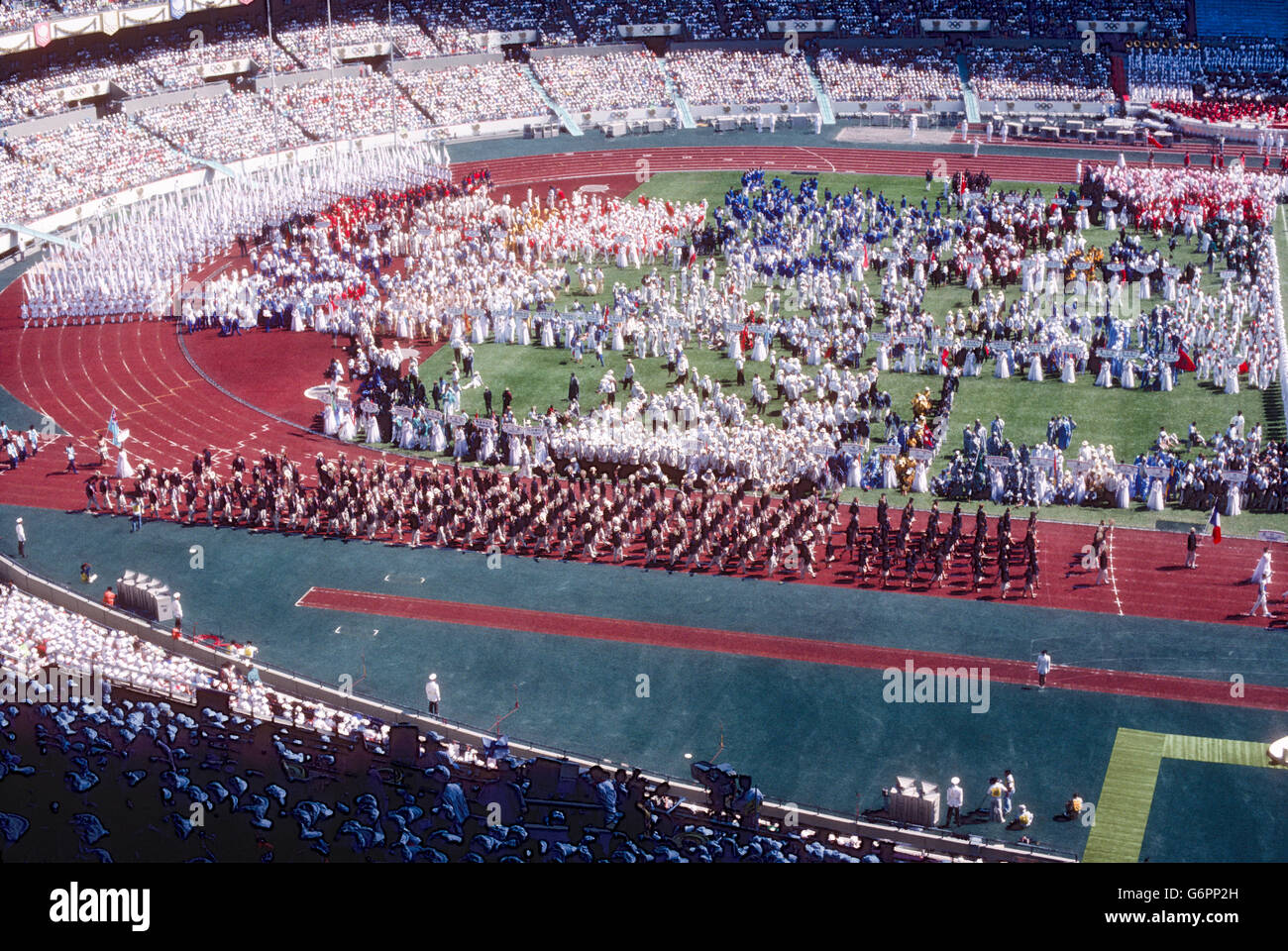 Team France défilant dans les cérémonies d'ouverture aux 1988 Jeux Olympiques d'Eté, Seoul, Corée du Sud Banque D'Images