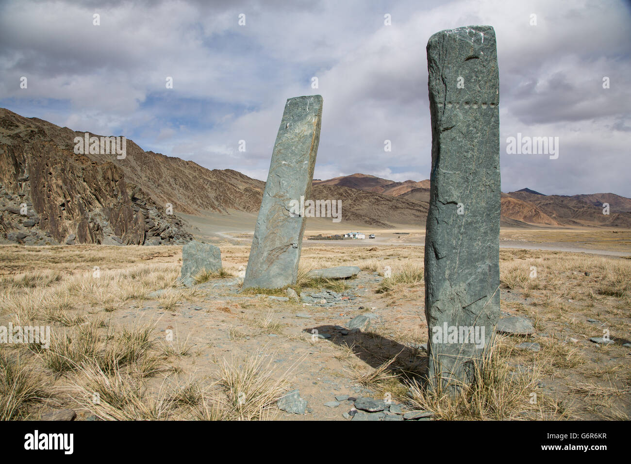 Ancien lieu de sépulture dans l'ouest de la Mongolie Banque D'Images
