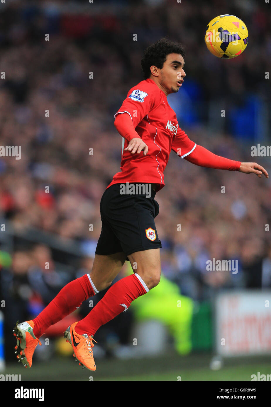 Fabio de Cardiff City en action pour ses débuts lors du match de la Barclays Premier League au Cardiff City Stadium, Cardiff. Banque D'Images