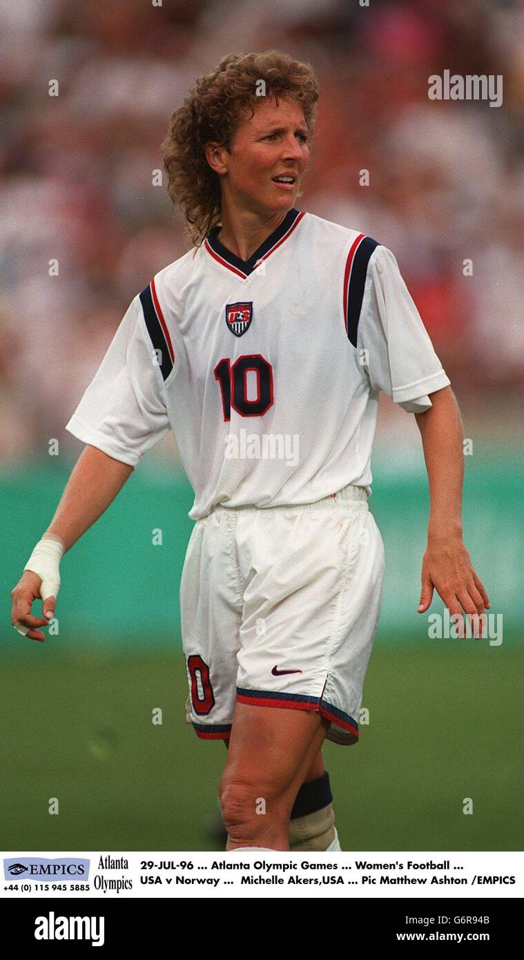 29-JUL-96, Jeux olympiques d'Atlanta, football féminin, États-Unis contre Norvège, Michelle Akers, États-Unis Banque D'Images