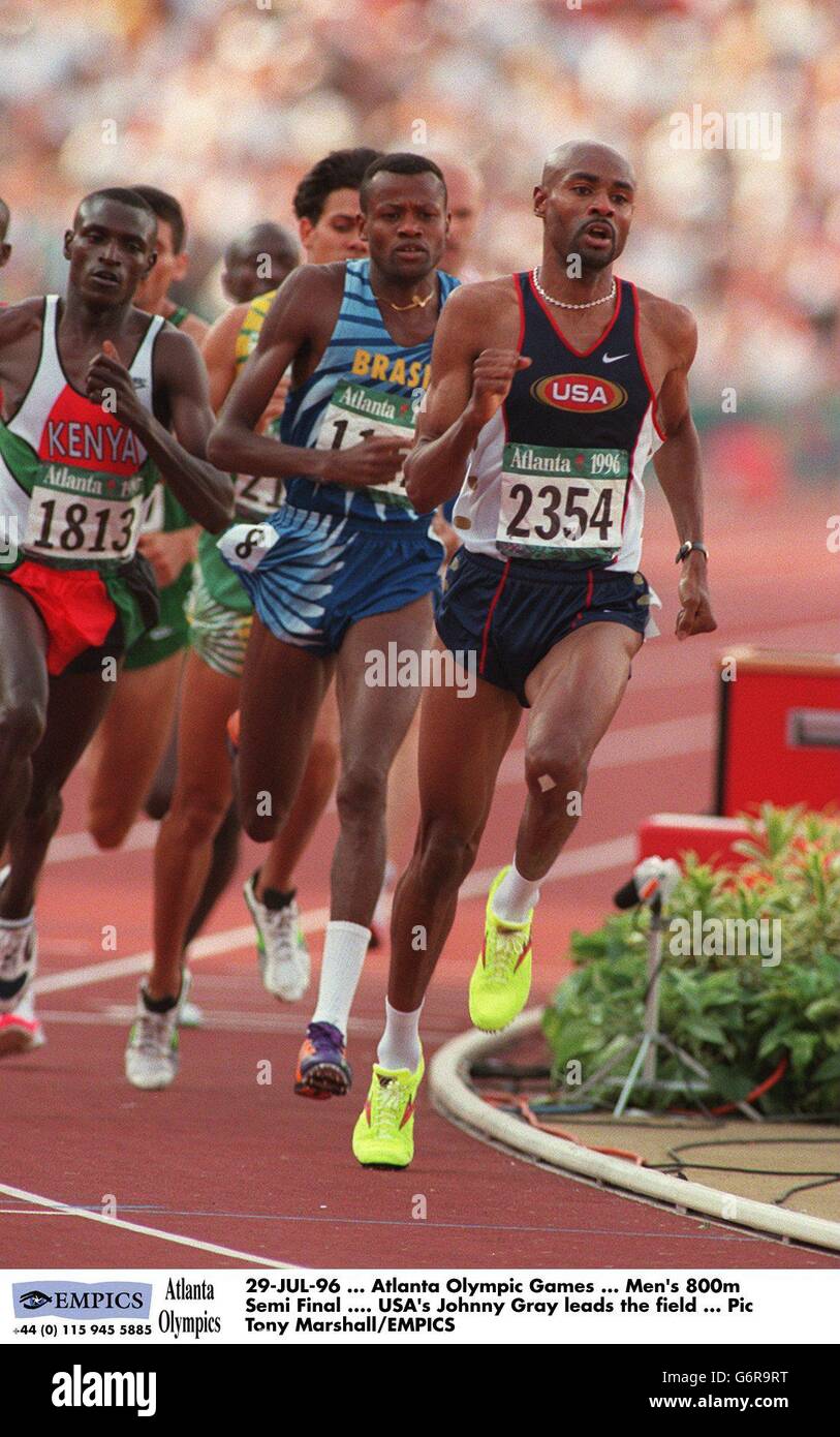 29-JUL-96. Jeux olympiques d'Atlanta. Demi-finale de 800 m pour hommes. Johnny Gray, le chef de file des États-Unis Banque D'Images