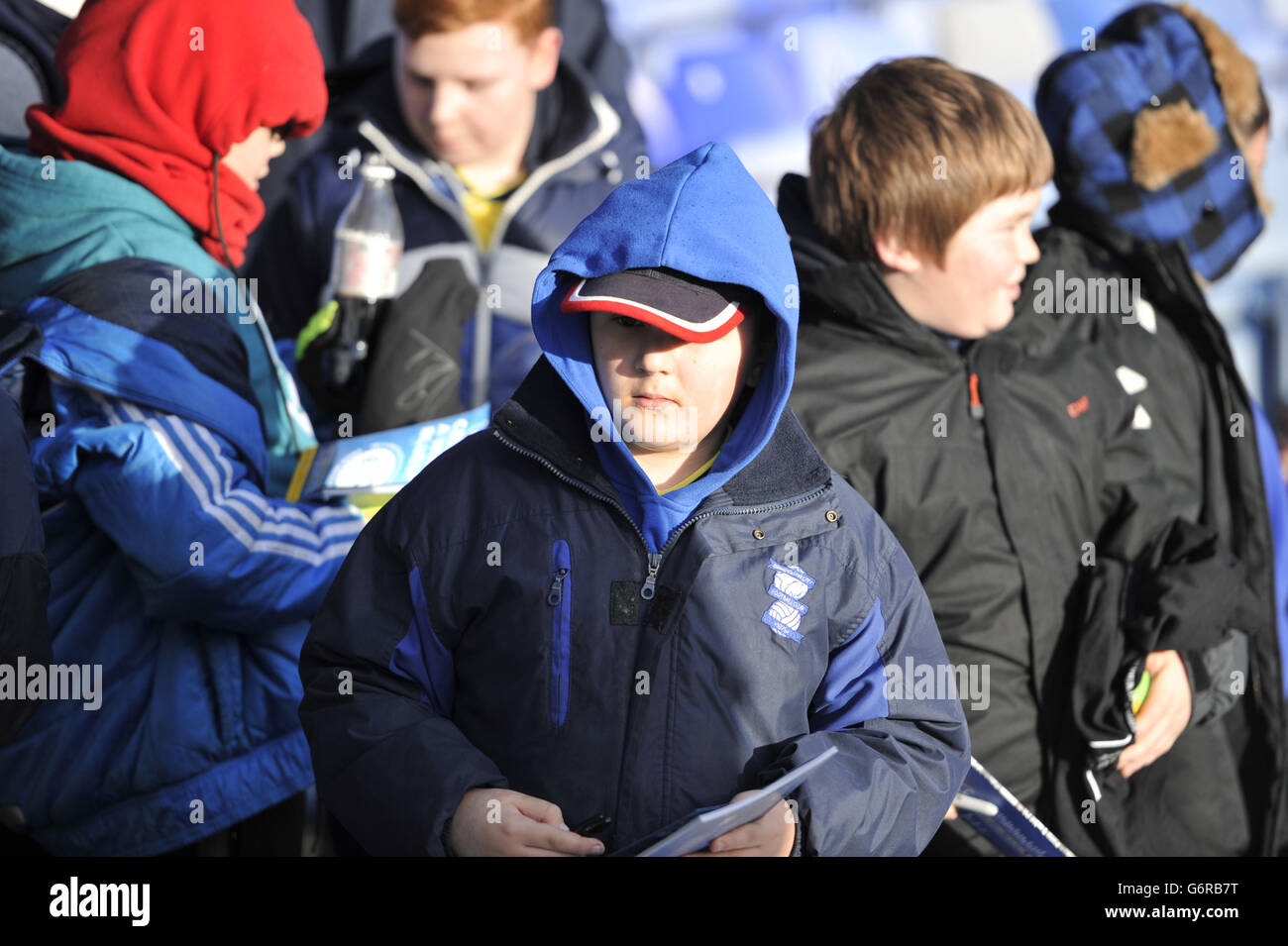 Football - Championnat Sky Bet - Birmingham City / Derby County - St Andrews. Jeunes fans de Birmingham City dans les stands Banque D'Images