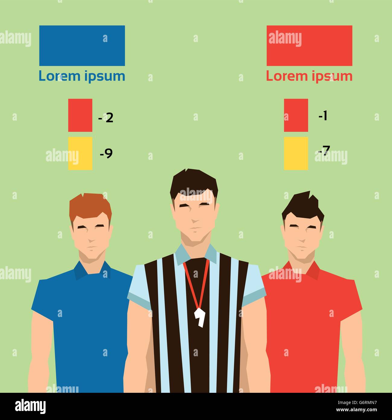 Arbitre de Football Match Statistiques joueurs punition Illustration de Vecteur