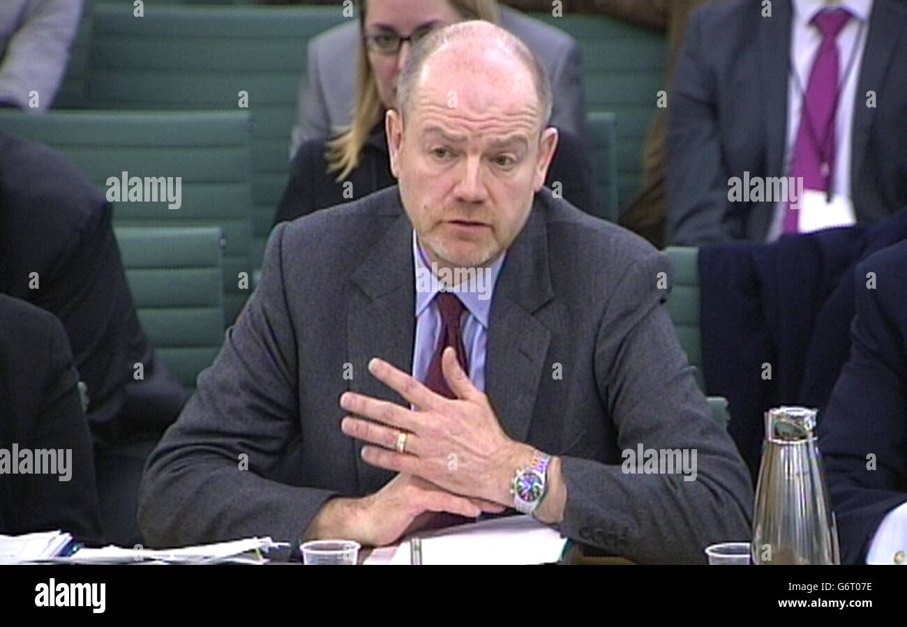 L'ancien directeur général de la BBC, Mark Thompson, a témoigné devant le Comité des comptes publics de la Chambre des communes à Portcullis à Londres, sur l'échec de l'initiative des médias numériques. Banque D'Images