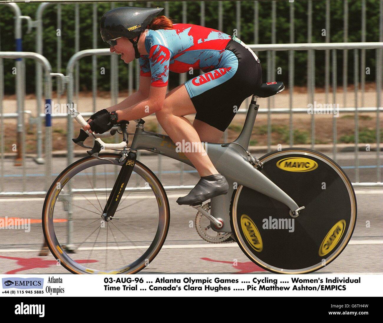 03-AOÛT-96, Jeux olympiques d'Atlanta, Cyclisme, épreuve individuelle du temps pour les femmes, Clara Hughes, Canada Banque D'Images