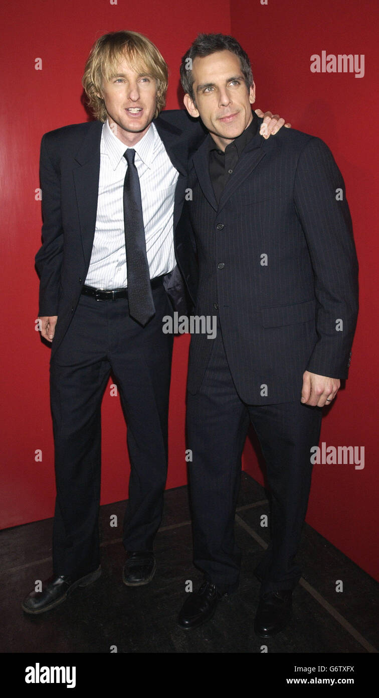 Les acteurs Owen Wilson (à gauche) et Ben Stiller arrivent pour la soirée après-spectacle à Trap, après la première britannique de Starsky et Hutch à l'Odeon Leicester Square, Londres. Banque D'Images