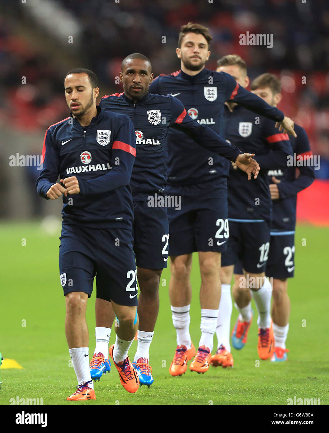 Football - International friendly - Angleterre v Danemark - Stade Wembley.Andros Townsend en Angleterre, Jermain Degoe et Jay Rodriguez Banque D'Images