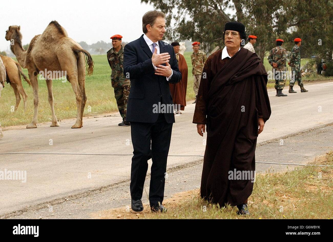Tony Blair & Mouammar Kadhafi Banque D'Images