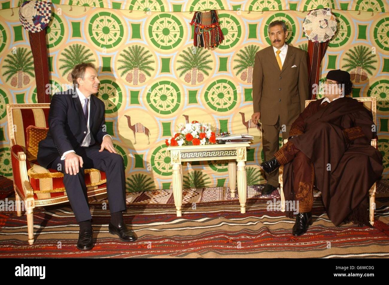 Tony Blair & Mouammar Kadhafi Banque D'Images