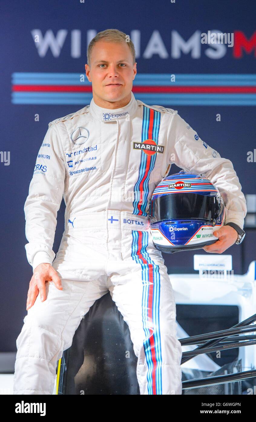 Valtteri Bottas lors d'un photocall lors du lancement officiel de l'équipe de Formule 1 de Williams2014, à Londres. Banque D'Images Valtteri Bottas lors d'un photocall lors du lancement officiel de l'équipe de Formule 1 de Williams2014, à Londres. Banque D'Images