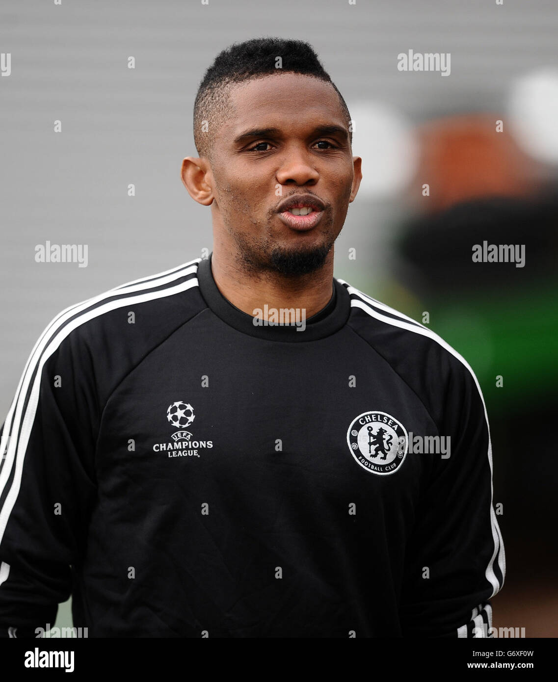 Samuel ETO'o de Chelsea lors d'une séance d'entraînement à Cobham Training Ground, Londres.ASSOCIATION DE PRESSE Photographie.Date de la photo: Lundi 17 mars 2014.Voir PA Story FOOTBALL Chelsea.Le crédit photo devrait se lire comme suit : Adam Davy/PA Wire Banque D'Images