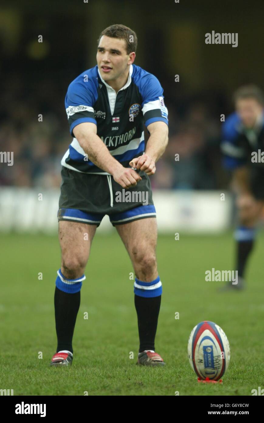 Olly Barkley.Olly Barkley de Bath pendant le match de Zurich Premiership au terrain de loisirs de Bath. Banque D'Images