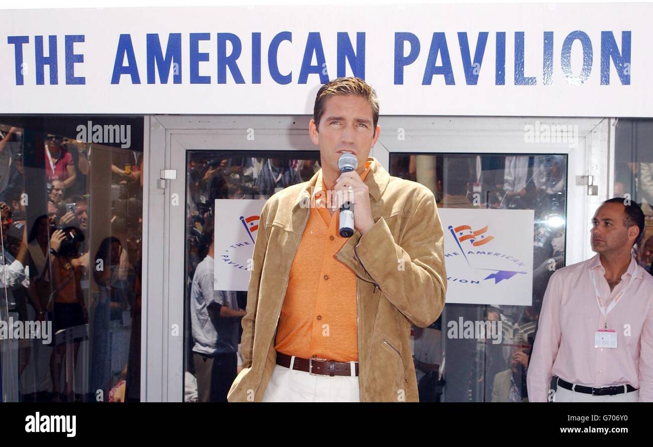 Jim Caviezel, star de la passion du Christ, publie son nouveau film Bobby Jones, Stroke of Genius à l'ouverture du Pavillon américain au Festival de Cannes. Banque D'Images