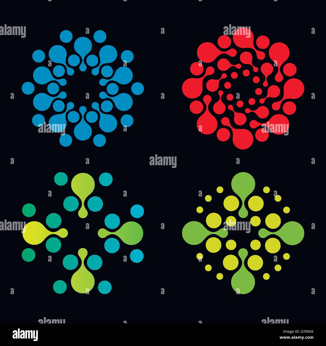 Vector isolated logo sun modèle. Résumé Points symbole. Icône de forme circulaire. Logos couleurs ensemble. Illustration de Vecteur