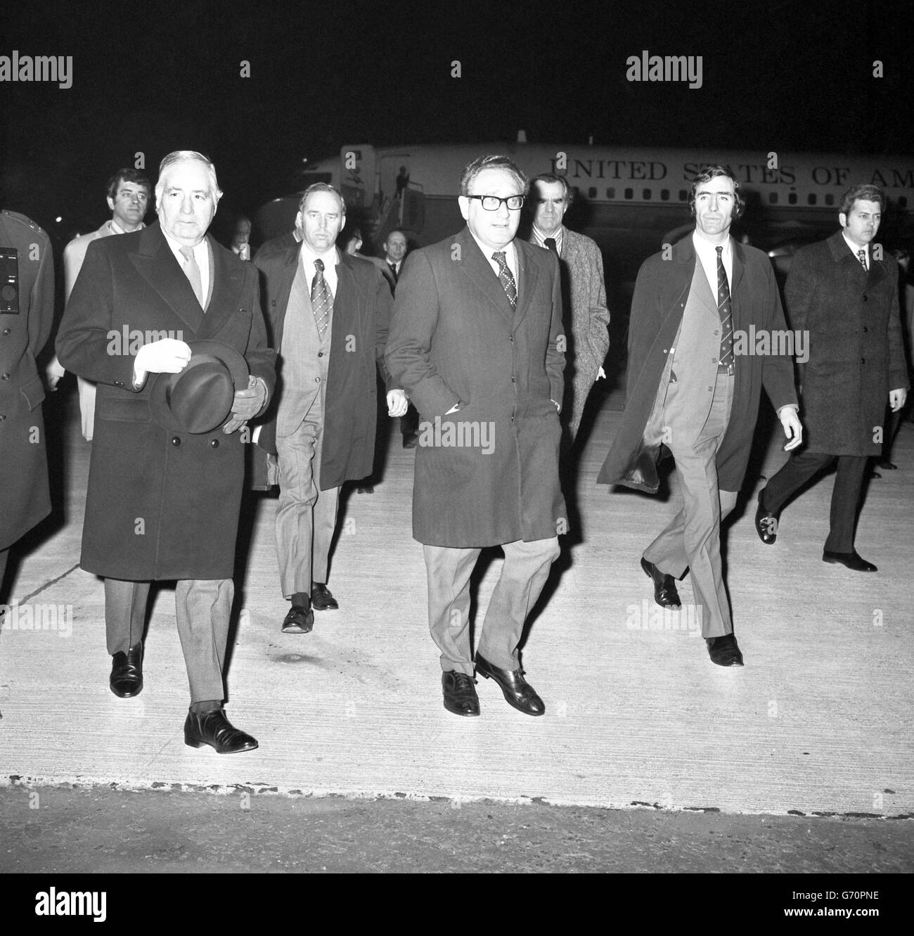 Politique - Le Dr Henry Kissinger - Heathrow Airport Banque D'Images